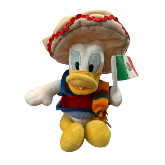 Disney World Donald Duck Mexico Flag Sombrero Plush Epcot Walt Disney World 9” - Picture 1 of 8
